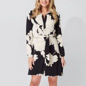NWT Vicky Short Shirt Dress Bold Floral Print Black White by Annck